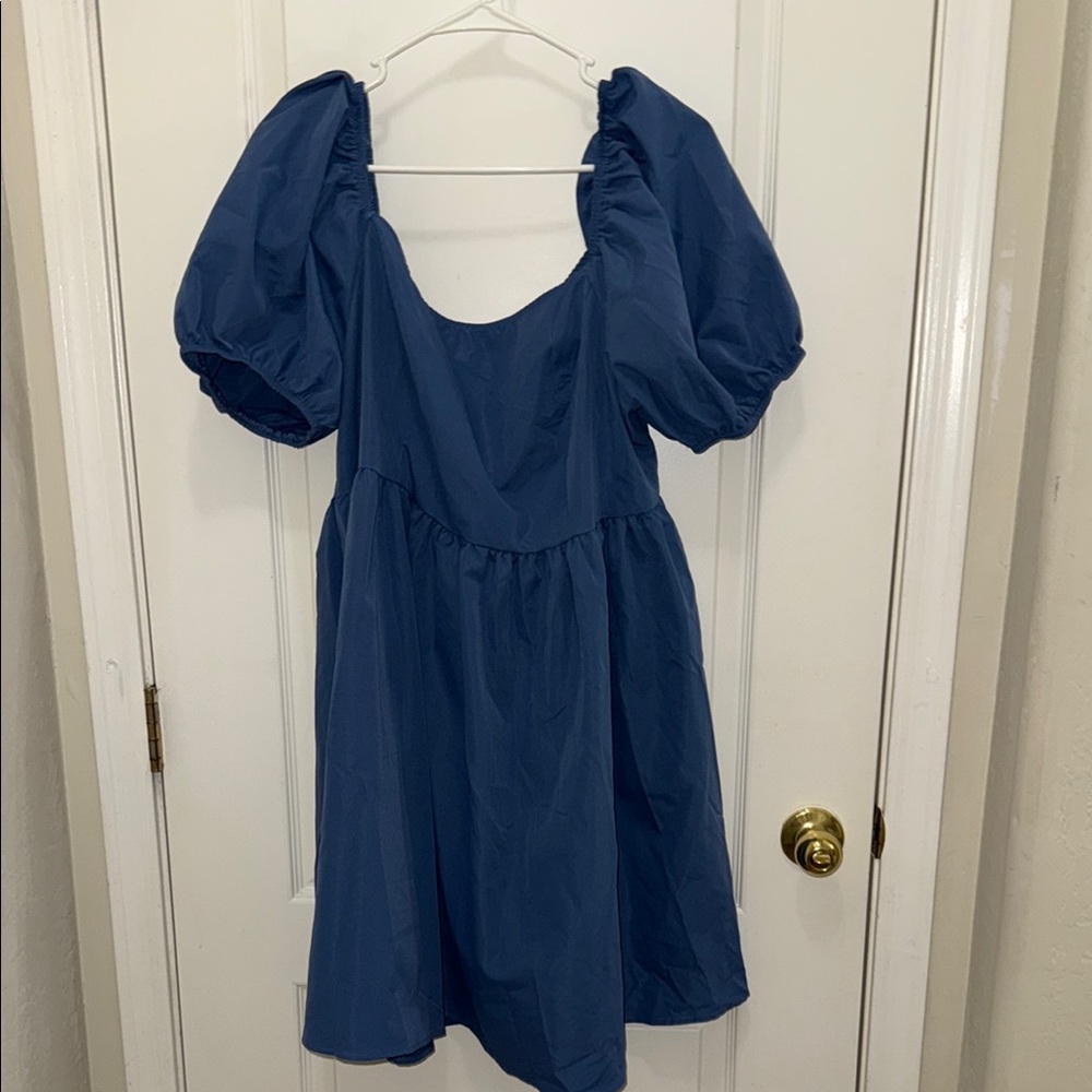 Women’s SHEIN 3x Elegant Blue Puff Sleeve Dress Plus Size